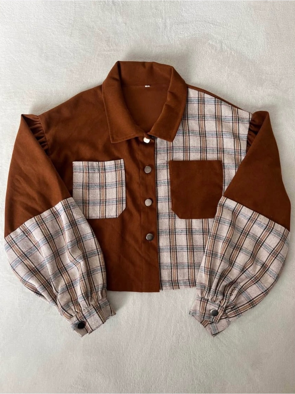 Cropped Fall Patchwork Jacket (Size S)
